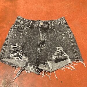 SHEIN Black Distressed Jean Shorts
